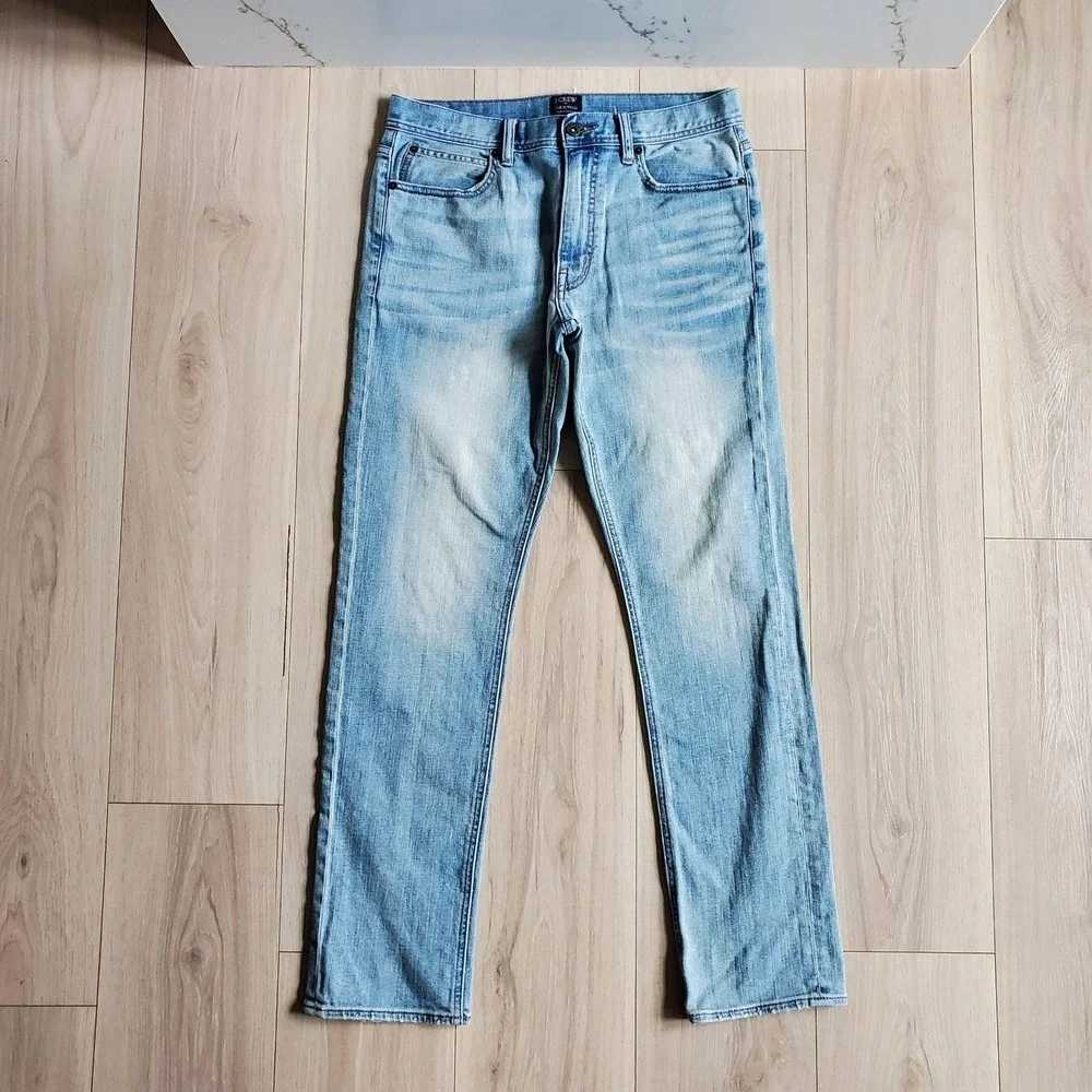J.Crew The Sutton Jeans Mens 30x32 Blue Light Wash Slim Straight Stretch Denim
